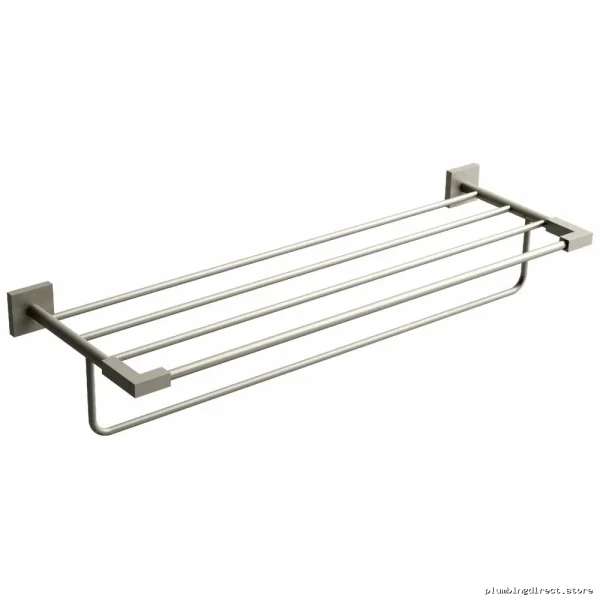 Brushed Nickel Towel Bar with Shelf - Kubik 24 Bathroom Storage RIOBEL