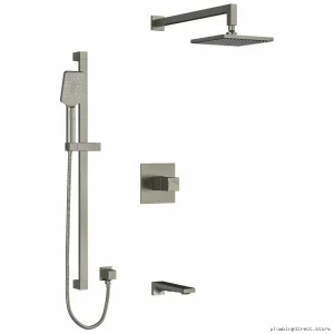 RioBel Brushed Nickel Tub & Shower Faucet Trim Set - Modern Bathroom Upgrade TKIT1345RFBN