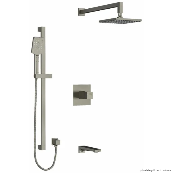 RioBel Brushed Nickel Tub & Shower Faucet Trim Set - Modern Bathroom Upgrade TKIT1345RFBN