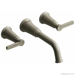 Wall Mount Bathroom Faucet with J-Handle Design & 1.2 GPM Flow - Brushed Nickel