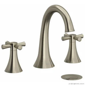 Brushed Nickel Water-Saving Widespread Vanity Faucet with Cross Handles