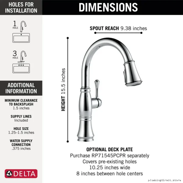 Cassidy Kitchen Faucet Pulldown Spray - Lumicoat Chrome Delta 9197-PR-DST - Image 3