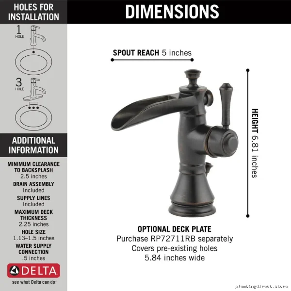 Cassidy Modern Venetian Bronze Single Hole Bathroom Faucet with Channel Spout - Image 3