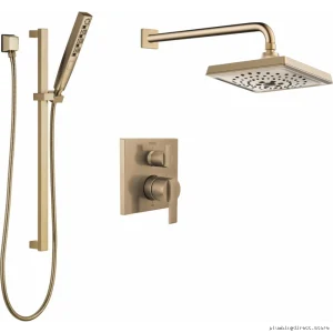 Champagne Bronze 14 Series Square Shower Kit with Stops