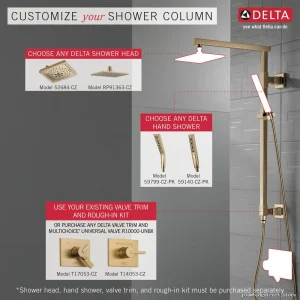 Champagne Bronze 18-Inch Angular Shower Column by Delta