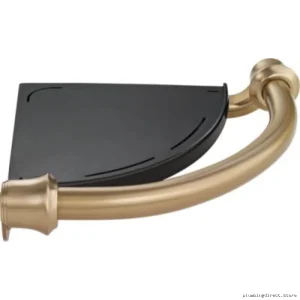 Sturdy Traditional Corner Shelf with Assist Bar in Champagne Bronze