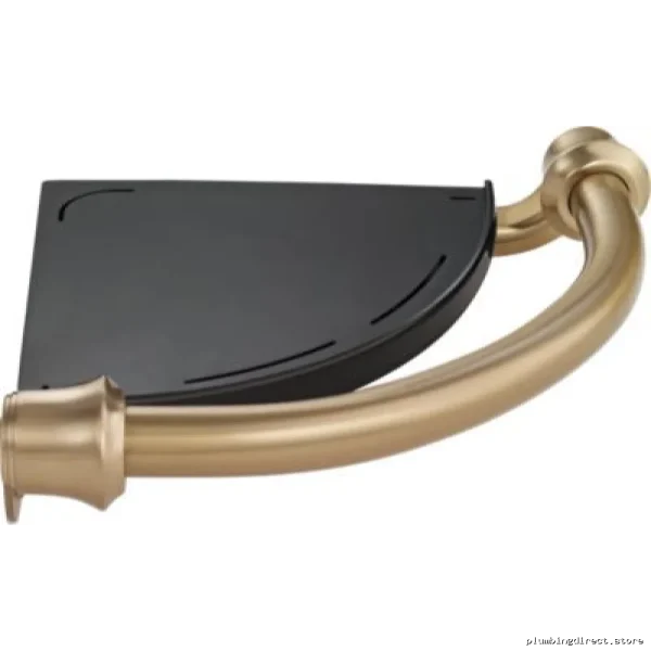 Sturdy Traditional Corner Shelf with Assist Bar in Champagne Bronze