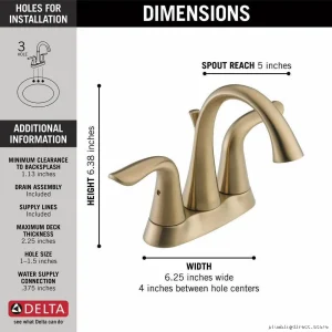 Lahara Premium Centerset Bathroom Faucet - Champagne Bronze Delta Model 2538-CZMPU-DST