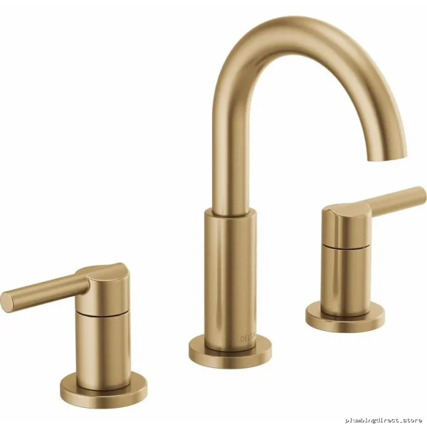 Champagne Bronze Nicoli Widespread Sink Faucet - Modern Design Model 35749LF-CZ Delta - Image 2