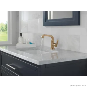 Tetra Champagne Bronze Single Hole Bathroom Faucet - Modern Delta Design