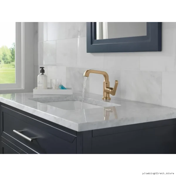 Tetra Champagne Bronze Single Hole Bathroom Faucet - Modern Delta Design