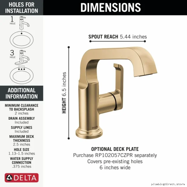 Tetra Champagne Bronze Single Hole Bathroom Faucet - Modern Delta Design - Image 4