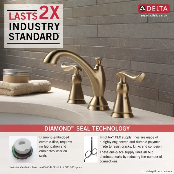 Champagne Bronze Widespread Faucet by Linden - 3594-CZMPU-DST Delta - Image 2