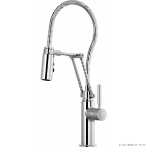 Chrome Adjustable Kitchen Faucet with Pull-Down Spray & Finished Hose