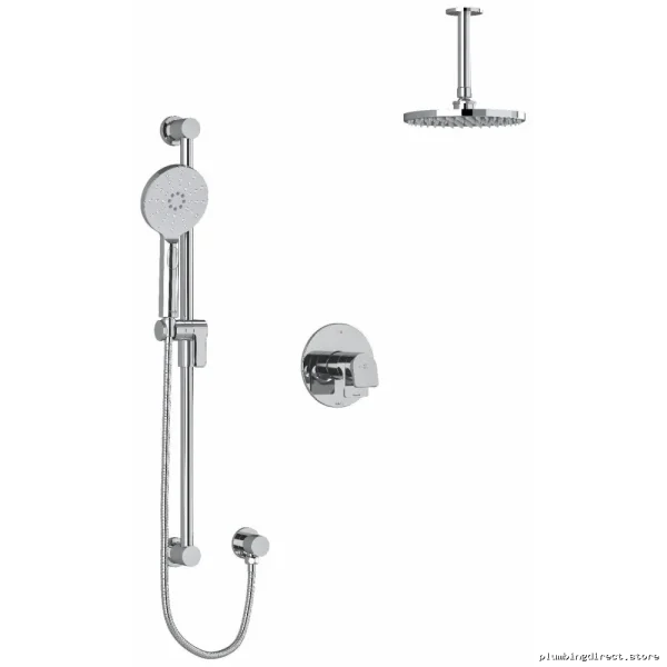 RioBel Ode Chrome Shower Faucet Trim Set with Ceiling Mounted Arm TKIT323ODC-6