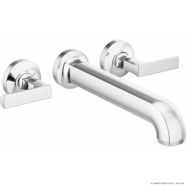 Stylish Chrome Wall-Mounted Tub Filler Lever Handles Pair Brizo