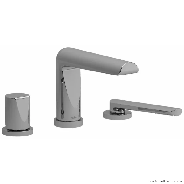 Chrome Parabola Tub Filler - Sleek 3-Hole Deck Mount
