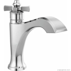 Chrome Single Hole Bathroom Faucet with Cross Handle & Pop-Up - Dorval 557-MPU-DST Delta