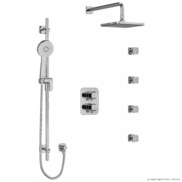 Chrome Thermostatic Shower Faucet with Easy Temperature Control - Salome KIT446SAC RIOBEL