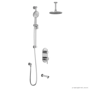Thermostatic Shower System with Integrated Divert & Vertical Ceiling Arm in Chrome