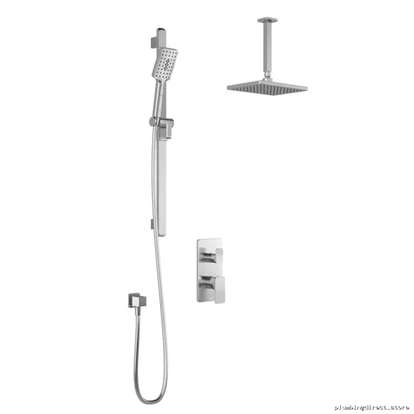 Kareo TD2 Chrome Thermostatic Shower System - Integrated Diverter & Vertical Ceiling Arm