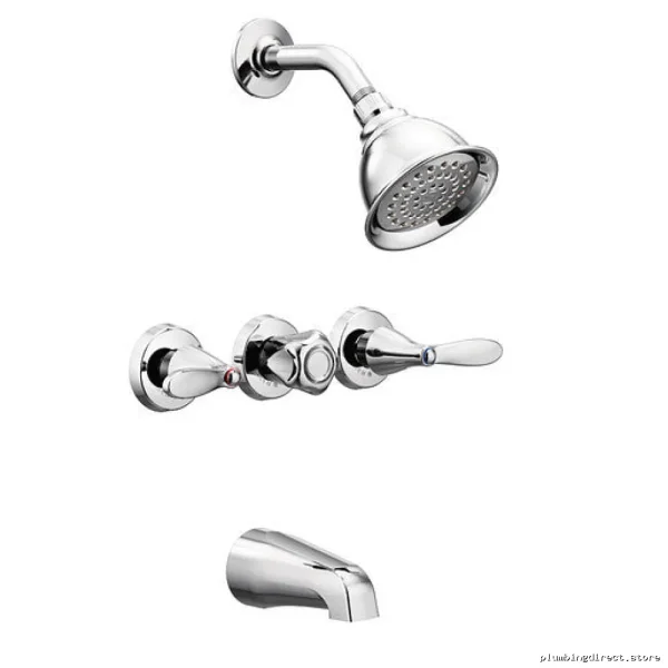 Chrome Three-Handle Tub & Shower Faucet - Modern Design by Adler Model 82663