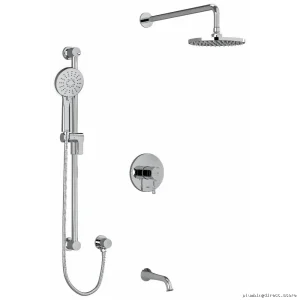 Chrome Tub & Shower Faucet Trim Kit - RIOBEL Edge Collection TKIT1345EDTMC