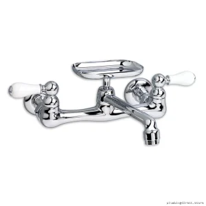 Chrome Wall Mount Kitchen Faucet with Soap Dish - American Standard Heritage