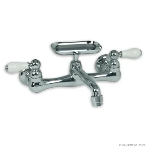 Chrome Wall Mount Kitchen Faucet With Built-In Soap Holder – Heritage Series From American Standard