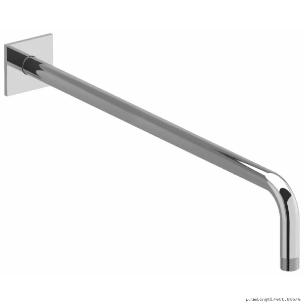 Chrome Wall-Mount Shower Arm with 20-Inch Length & Square Escutcheon