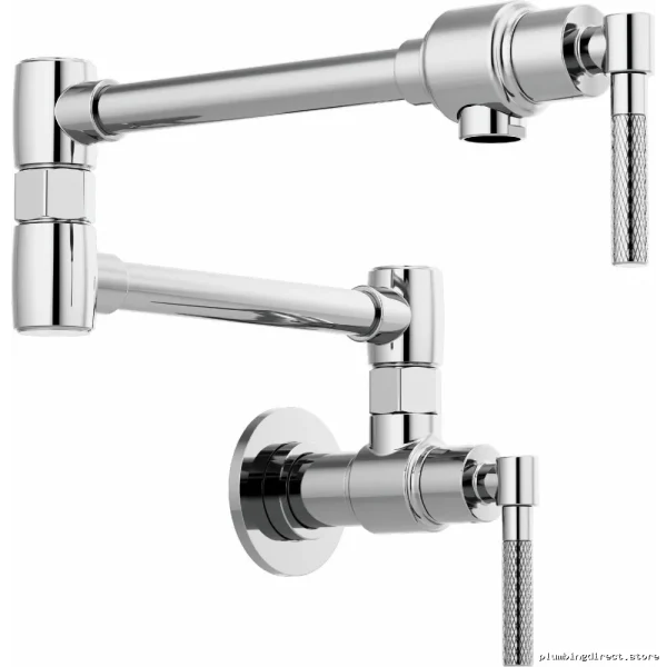 Wall-Mounted Chrome Pot Filler with Ergonomic Knurled Handle & Easy Access