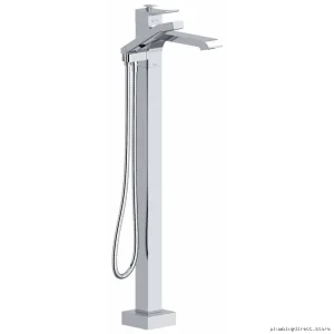 Chrome Zendo Single-Hole Floor-Mount Tub Filler Trim