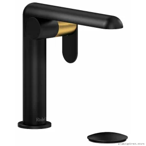 Ciclo Modern Single-Hole Bathroom Faucet in Black & Brushed Gold - RIOBEL CIS01BKBG