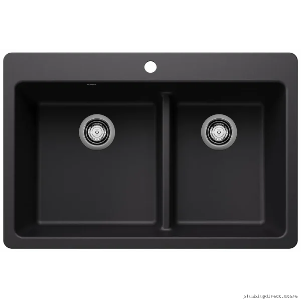 Dual-Basin Lower Divider Silgranut Undermount Kitchen Sink in Coal Black