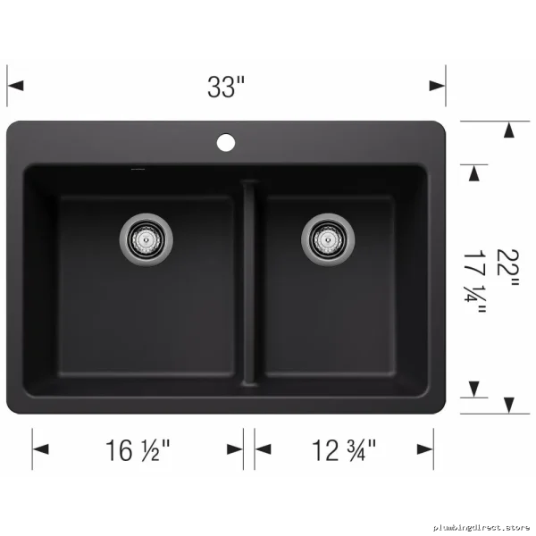 Dual-Basin Lower Divider Silgranut Undermount Kitchen Sink in Coal Black - Image 3