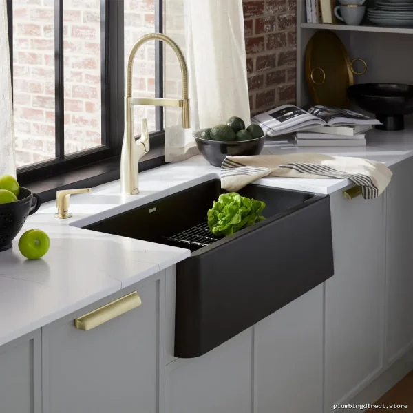 Coal Black Silgranit Apron-Front Undermount Sink - Ikon 30 402643 Blanco - Image 3