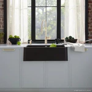 Coal Black Silgranit Apron-Front Undermount Sink - Ikon 30 402643 Blanco