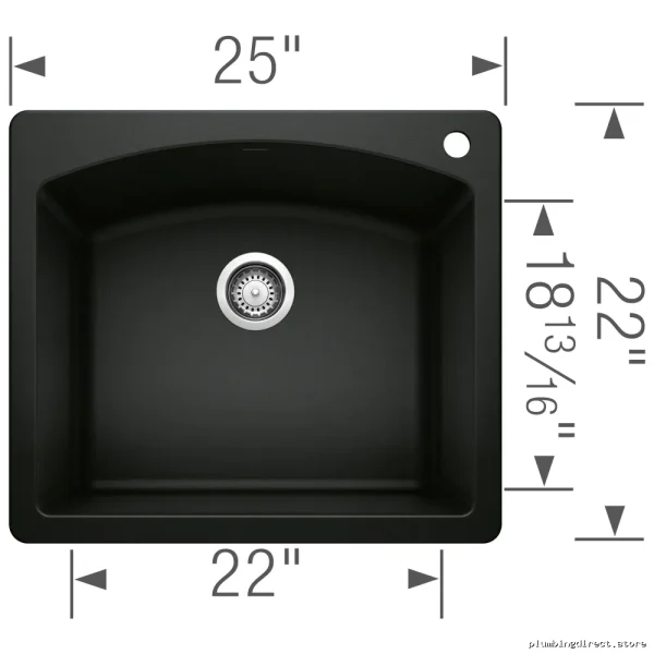 Coal Black Single Bowl Undermount Sink - Durable Silgranit Blanco
