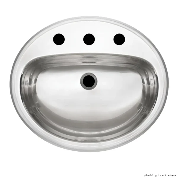 Contemporary Oval Drop-In Bathroom Sink – Single Hole Stainless Steel KSOV1821-7-1 Kindred