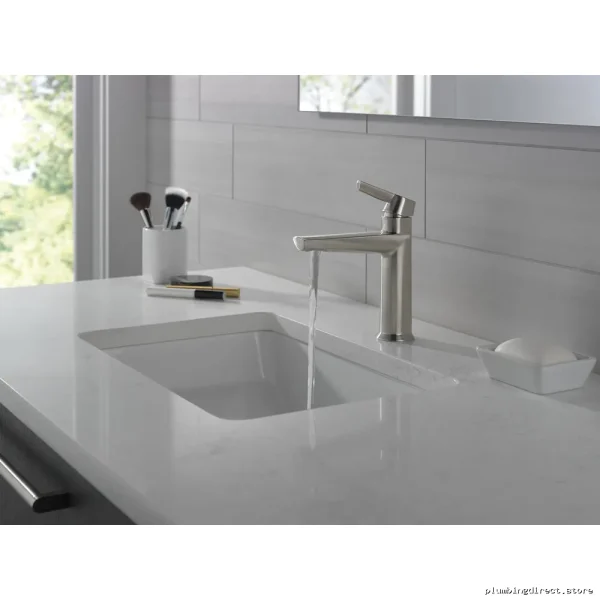 Galeon Contemporary Single-Hole Bathroom Faucet w/ Pop-Up in Satin Stainless Finish - Image 3
