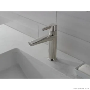 Galeon Contemporary Single-Hole Bathroom Faucet w/ Pop-Up in Satin Stainless Finish