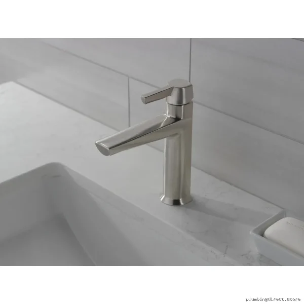 Galeon Contemporary Single-Hole Bathroom Faucet w/ Pop-Up in Satin Stainless Finish