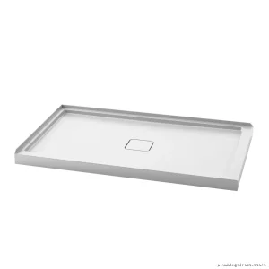 Kover Corner Acrylic Shower Base w/ Centre Drain & LH Tile Flange - White