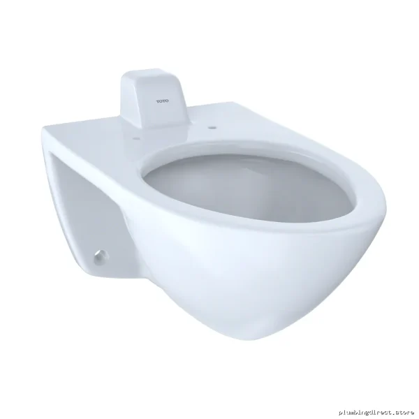 Toto Elongated Flushometer Toilet Bowl - High-Efficiency_wall-mounted_with_CeFiOnTec_glazed_back_spud_in_cotton_white_Model_CT7XX - Image 2