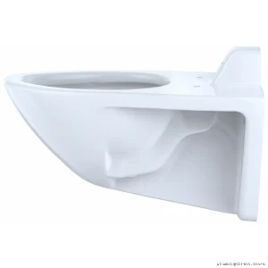 Toto Elongated Flushometer Toilet Bowl - High-Efficiency_wall-mounted_with_CeFiOnTec_glazed_back_spud_in_cotton_white_Model_CT7XX