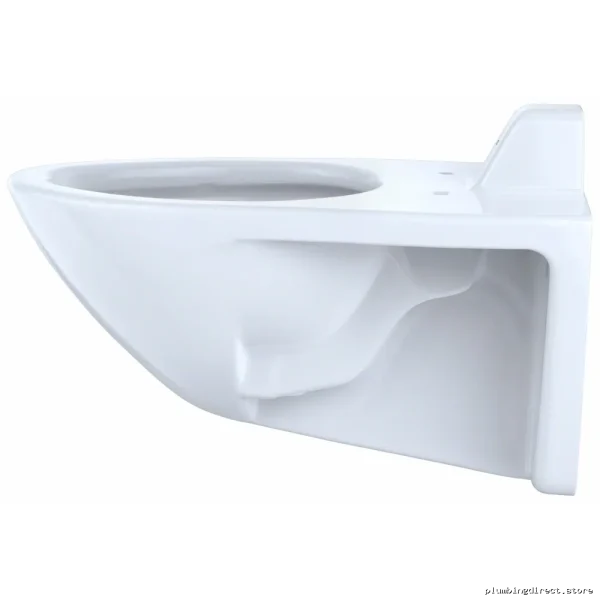 Toto Elongated Flushometer Toilet Bowl - High-Efficiency_wall-mounted_with_CeFiOnTec_glazed_back_spud_in_cotton_white_Model_CT7XX