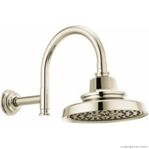 Curved Polished Nickel Shower Arm & Flange - Invari