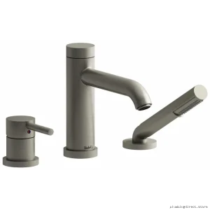 Brushed Nickel 3-Hole Deck-Mounted Tub Filler with Handheld Shower Trim | RIOBEL TCS10BN