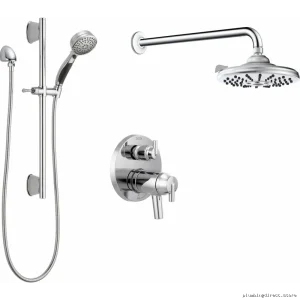 Delta 17T Chrome Round Shower Kit with Wall Stops DF-KIT26-THR-WS