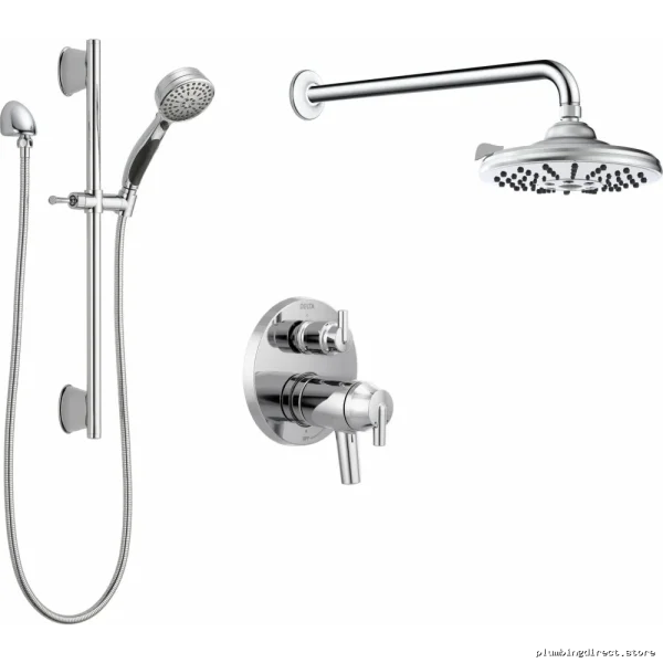 Delta 17T Chrome Round Shower Kit with Wall Stops DF-KIT26-THR-WS